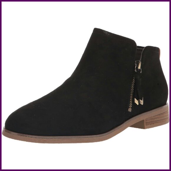 Faux Suede Ankle Booties Size 9.5 Zipper Comfort Heel